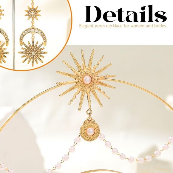 Greek Goddess Accessories Gold Leaf Halo Crown Star Headband Earrings Women main image 5